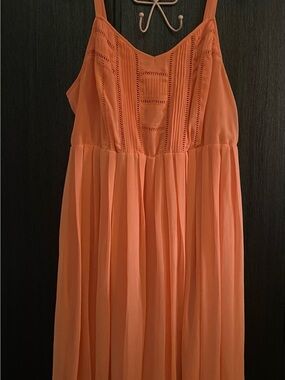 Torrid Coral Orange Pleated Ladder Lace Tank